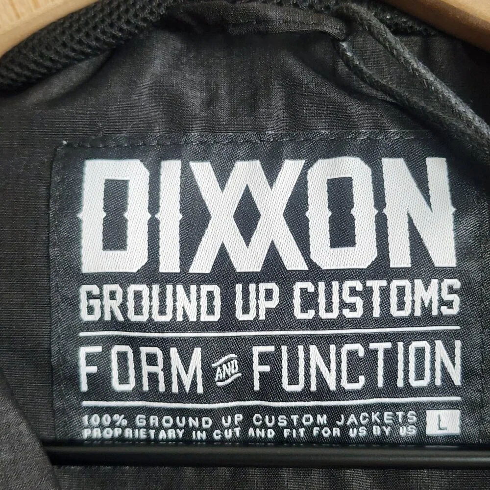 Dixxon Jacket Mens Large Black Full Zip Hooded Windbreaker Ground Up Customs